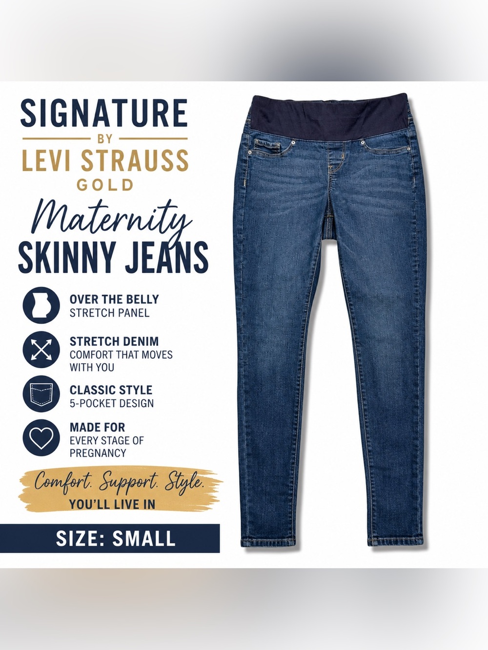 Signature by Levi Strauss Gold Maternity Skinny Jeans Size Small Dark Wash